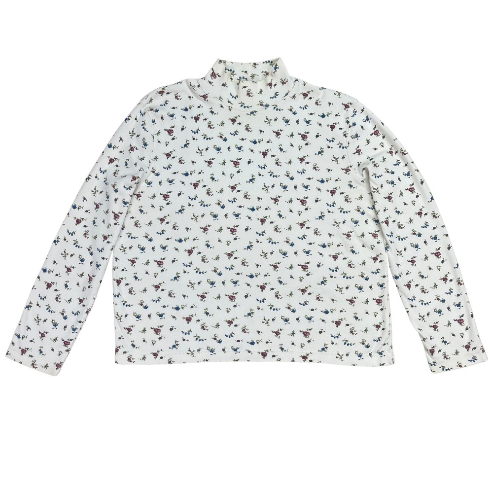 Womens‎ Floral Long Sleeve Turtleneck Top Size XL Vtg Retro Cottage Grandma Twee